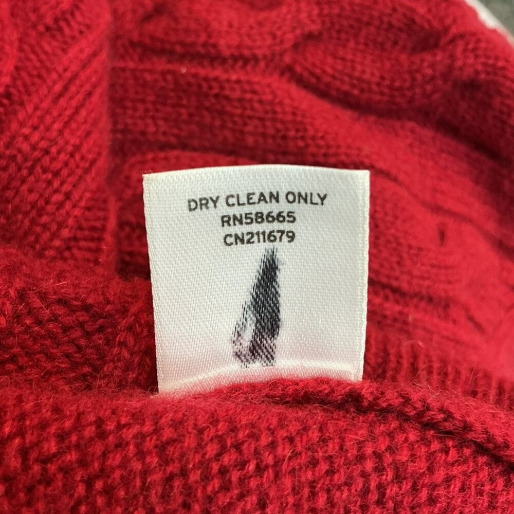 Caslon Petite M Red V-Neck Cable Knit Sweater 100% Cashmere Long Sleeve - Picture 9 of 10